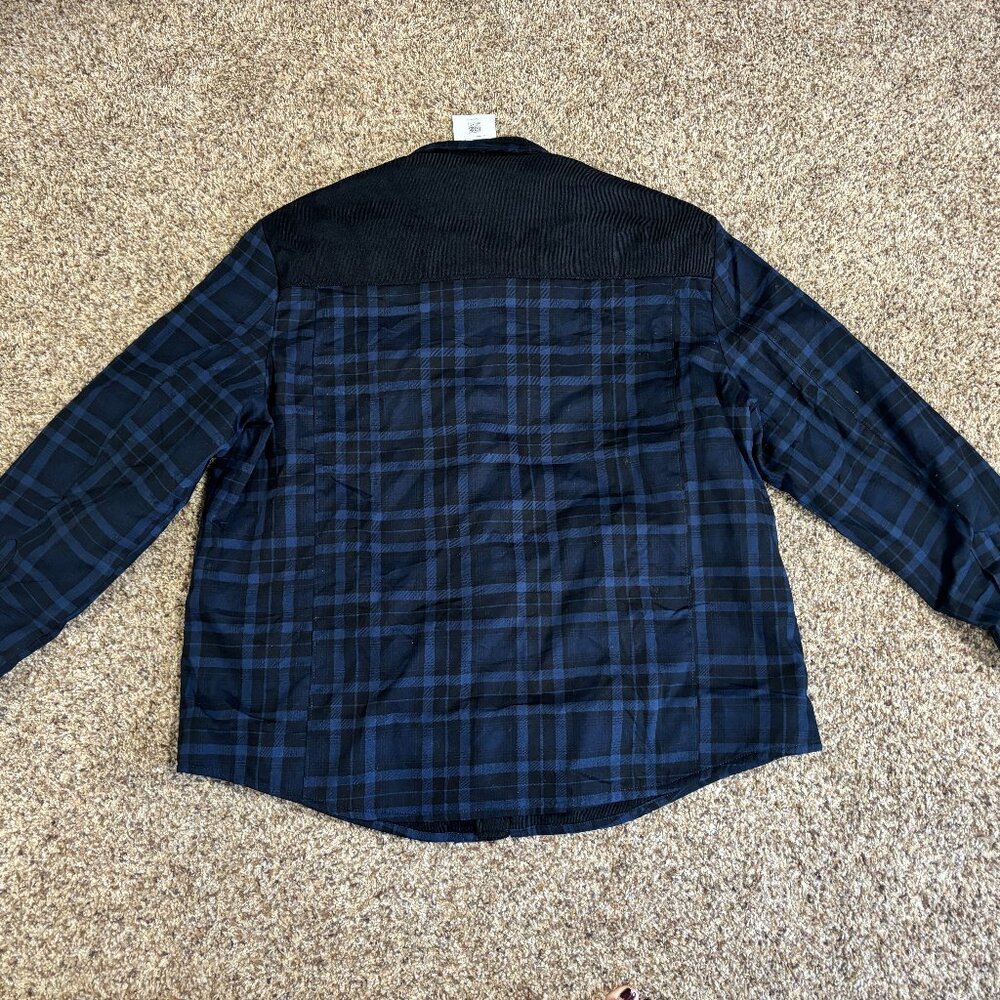 Flygo Casual Fleece Sherpa Lined Flannel Plaid Shirt  - Mens Size 3XL - 1915 - Picture 4 of 4